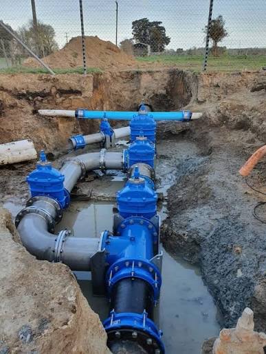 Water reticulation valves and pipework under installation