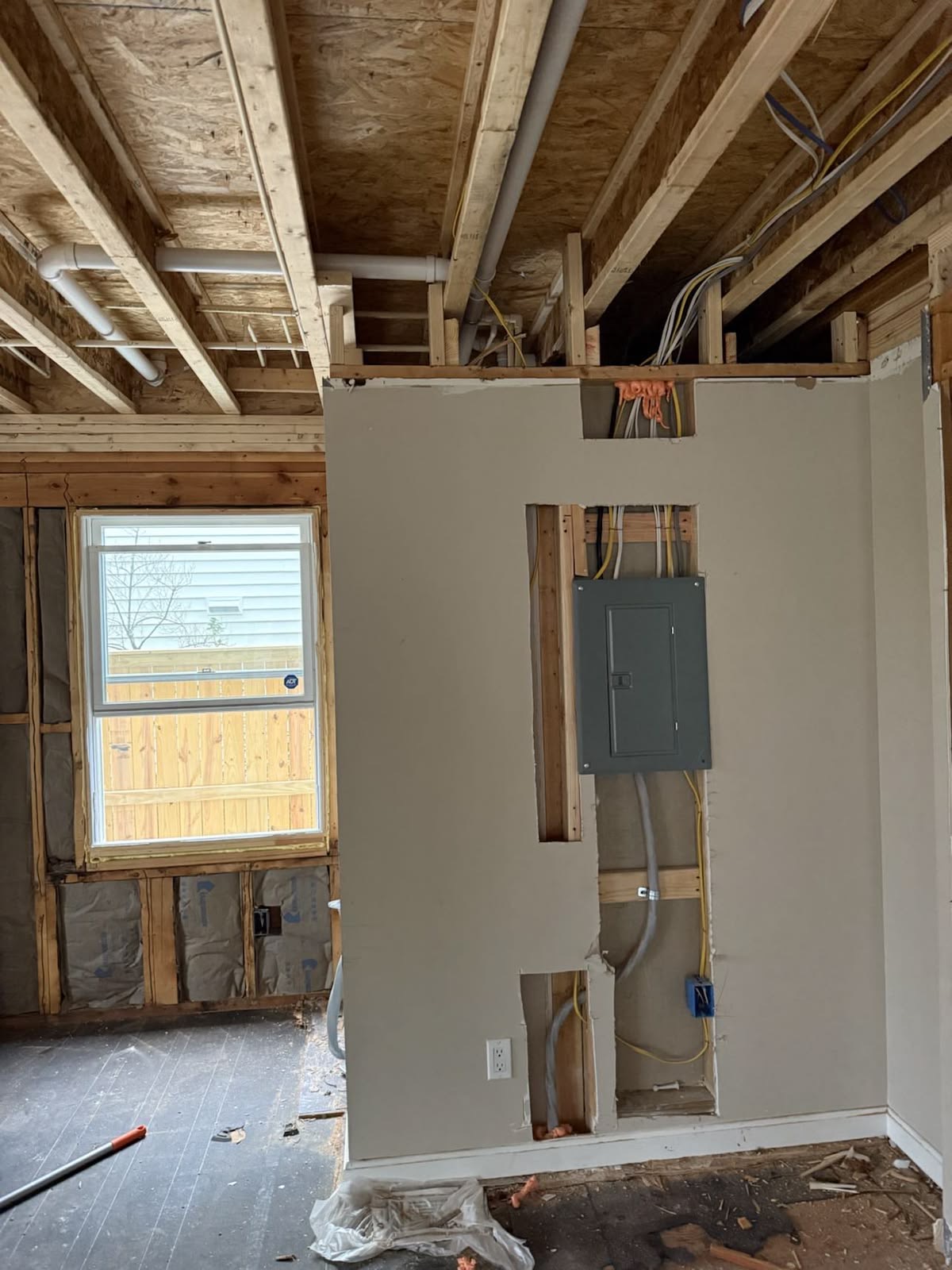 Electrical distribution and building services installation in progress