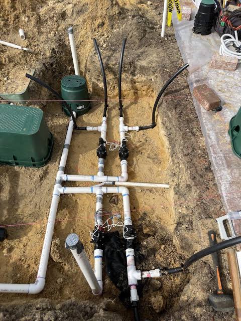 Underground plumbing and water service installation